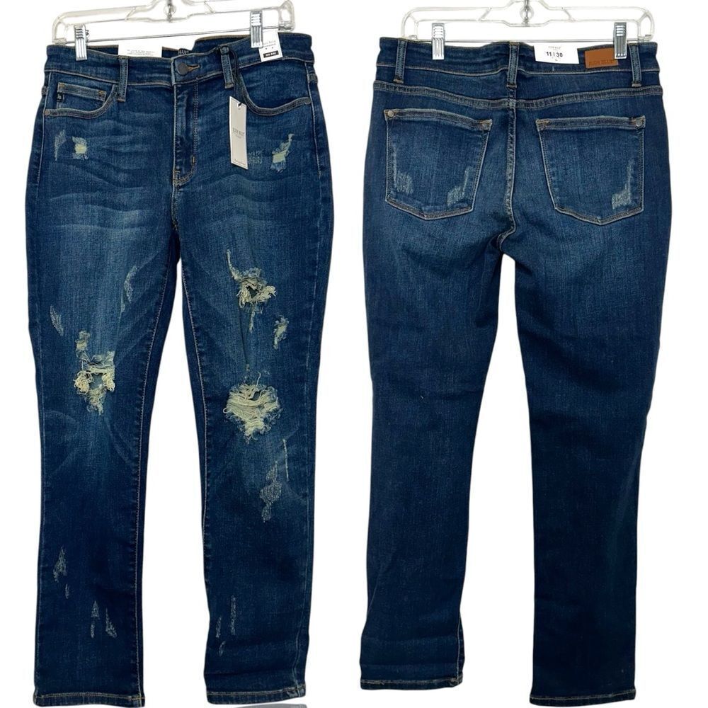 NWT Judy‎ Blue Los Angeles Boyfriend Fit Distressed Jeans Women's 11/30 Stretch